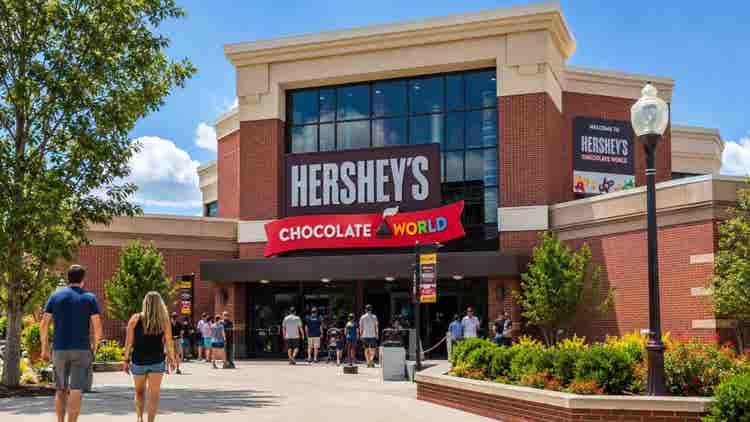 Visitors enjoying Hershey's Chocolate World experience with interactive exhibits, chocolate-making journey, delicious treats, and family-friendly attractions in Pennsylvania.